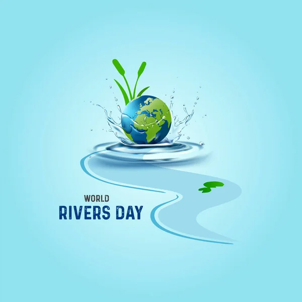Dünya Rivers Günü. River Day vektör illüstrasyonu. dünya su günü.