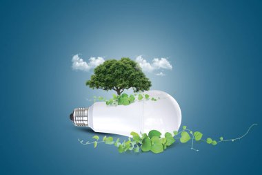 Çevre dostu ampul konsepti. Enerji tasarrufu aydınlatma kavramı. Tohum ekerken öncü ampul. Enerji ampulü kavramını sakla. Yaratıcı manipülasyona yol açtı. en iyi ışıklandırma kavramı.