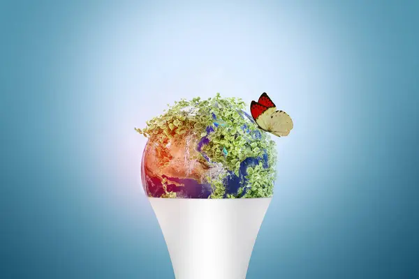 Eco friendly bulb concept. energy savings lighting concept. led bulb on seeding. save energy bulb concept. led light creative manipulation. best lighting concept.