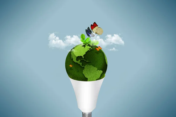 Eco friendly bulb concept. energy savings lighting concept. led bulb on seeding. save energy bulb concept. led light creative manipulation. best lighting concept.
