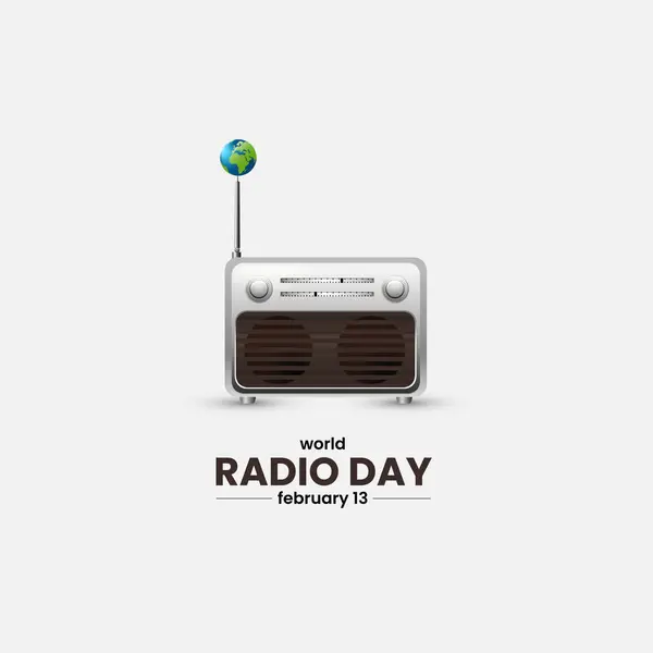 Dünya Radyo Günü. Radyo vektör illüstrasyonu. 