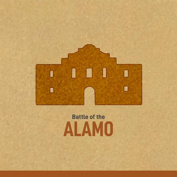 Alamo Savaşı. Kahverengi kağıt vektör illüstrasyonunda Alamo Savaşı. 