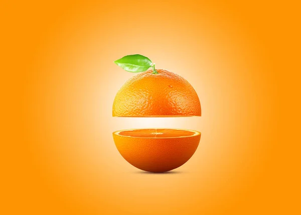 Fresh Orange With Water Splash. Fresh slice orange on blue background. orange manipulation creative concept. Manipulation concept.