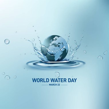 Dünya Su Günü. Su günü yaratıcılığı. su sıçrama vektör illüstrasyonu. 