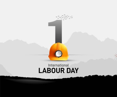 Uluslararası İşçi Bayramı yaratıcı. İşçi bayramı konsepti. Kömür madencisi yaratıcı. May Day yaratıcı konsept vektör çizimi. dünya işçileri sosyal medya paylaşımı, afiş, tebrik kartı vs.. 