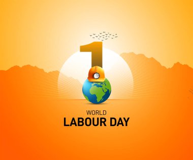 Uluslararası İşçi Bayramı yaratıcı. İşçi bayramı konsepti. Kömür madencisi yaratıcı. May Day yaratıcı konsept vektör çizimi. dünya işçileri sosyal medya paylaşımı, afiş, tebrik kartı vs.. 