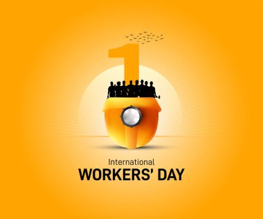Uluslararası İşçi Bayramı yaratıcı. İşçi bayramı konsepti. Kömür madencisi yaratıcı. May Day yaratıcı konsept vektör çizimi. dünya işçileri sosyal medya paylaşımı, afiş, tebrik kartı vs.. 