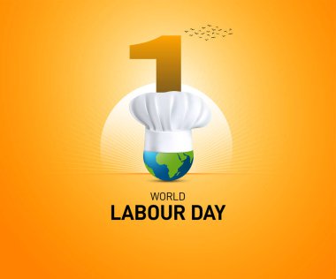 Uluslararası İşçi Bayramı yaratıcı. İşçi bayramı konsepti. Şef Emek Yaratıcısı. May Day yaratıcı konsept vektör çizimi. dünya işçileri sosyal medya paylaşımı, afiş, tebrik kartı vs.. 