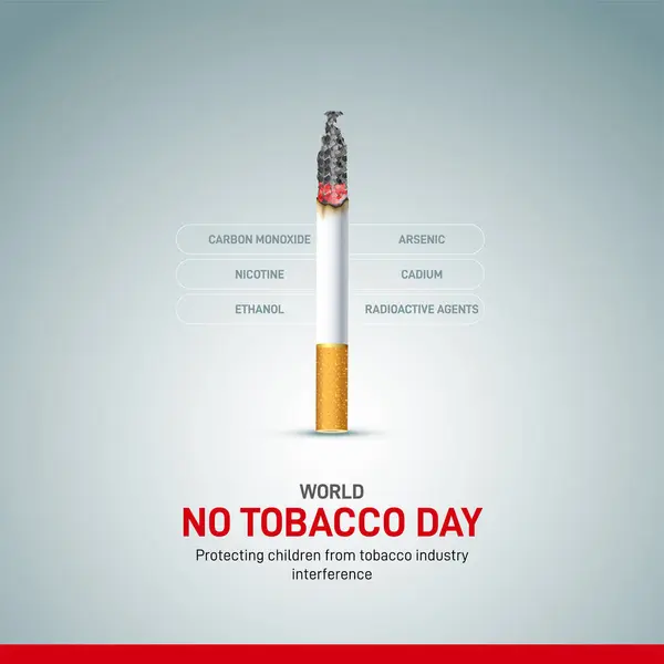 stock vector Concept of No smoking and World No Tobacco Day 2024. World No Tobacco Day creative template, banner, poster, social media post, greetings card. 'Protecting children from tobacco industry interference