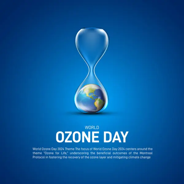 Dünya ozonu günü. Dünya ozon günü yaratıcı kavram afişi, poster, sosyal medya paylaşımı, geçmiş, şablon, kartpostal, tebrik kartı tasarımı vs. Çevresel sağlık yaratıcı kavramı. 