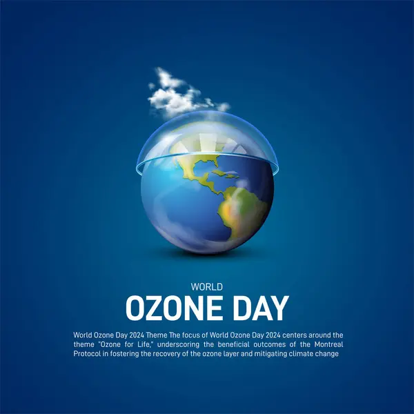 Dünya ozonu günü. Dünya ozon günü yaratıcı kavram afişi, poster, sosyal medya paylaşımı, geçmiş, şablon, kartpostal, tebrik kartı tasarımı vs. Çevresel sağlık yaratıcı kavramı. 