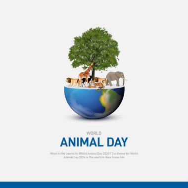 Dünya Hayvan Günü. world hayvan günü yaratıcı poster, afiş, sosyal medya postası, kartpostal, arkaplan, şablon, tasarım vb..