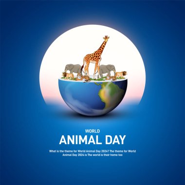 Dünya Hayvan Günü. world hayvan günü yaratıcı poster, afiş, sosyal medya postası, kartpostal, arkaplan, şablon, tasarım vb..