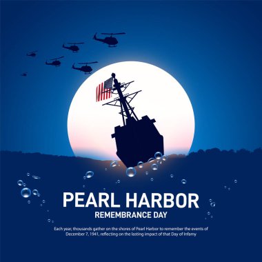 pearl harbor remembrance day. pearl harbor remembrance day creative banner, poster, social media post, postcard, background, template, greetings card, backdrop design etc. clipart