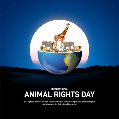 international animal rights day creative banner, poster, social media post, postcard, background, backdrop, greetings card, template design etc. clipart