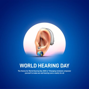 Dünya Duruşma Günü. dünya işitme günü yaratıcı afişi, poster, sosyal medya postası, kartpostal, arkaplan, arkaplan, broşür, tebrik kartı, şablon, web pankartı tasarımı vb..