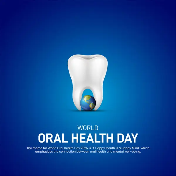 2025 dünya ağız sağlığı günü. Oral sağlık günü yaratıcı afiş, poster, sosyal medya postası, kartpostal, arkaplan, arkaplan, şablon, tebrik kartı, web afişi, kapak tasarımı vs..