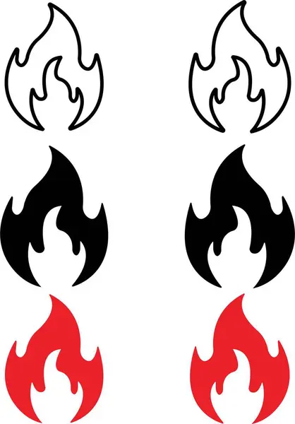 Señal Fuego Activada Colección Fuego Llama Icono Aislado Sobre Fondo — Archivo Imágenes Vectoriales