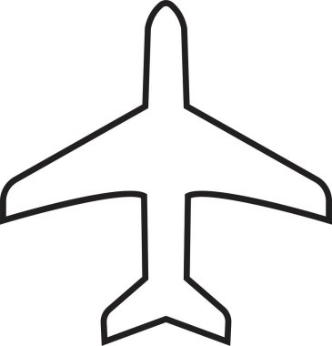 Uçak ikonu. Uçak ikonu. Uçuş taşıma sembolü. Tatil sembolü uçak simgesi, beyaz arkaplanda siyah izole edilmiş.