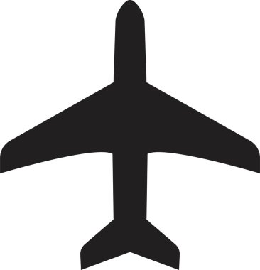 Uçak ikonu. Uçak ikonu. Uçuş taşıma sembolü. Tatil sembolü uçak simgesi, beyaz arkaplanda siyah izole edilmiş.