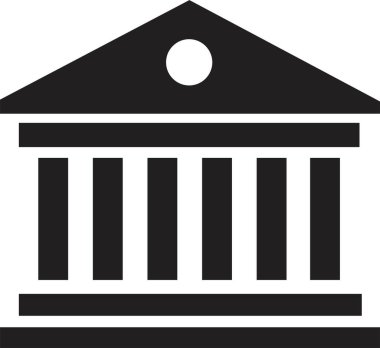 Siyah Banka simgesi. Web sitesi tasarımı, logo, uygulama, şablon ve ui için uygun. Banka binası, beyaz arkaplanda en iyi satır simgesi,