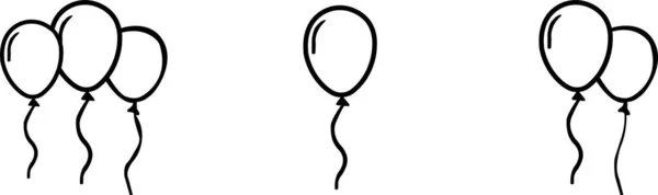 Festliche Schwarze Luftballons Mit Luftschlangen Und Konfetti Layout Für Geburtstag — Stockvektor