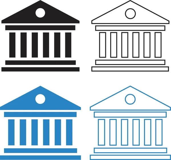 Conjunto Ícone Banco Preto Azul Adequado Para Design Site Logotipo —  Vetores de Stock