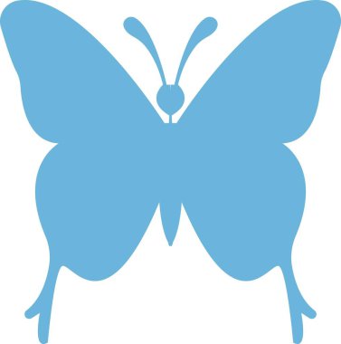 Mavi renkli kelebek basit düz tasarım şeffaf arkaplan üzerinde izole