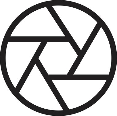 Kamera deklanşör simgeleri. Kamera merceği diyaframı. Açıklık simgesi. Siyah kamera. Kamera deklanşör tasarımı. Kamera merceği diyaframı beyaz arkaplanda izole edildi.