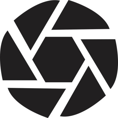 Kamera deklanşör simgeleri. Kamera merceği diyaframı. Açıklık simgesi. Siyah kamera. Kamera deklanşör tasarımı. Kamera merceği diyaframı beyaz arkaplanda izole edildi.