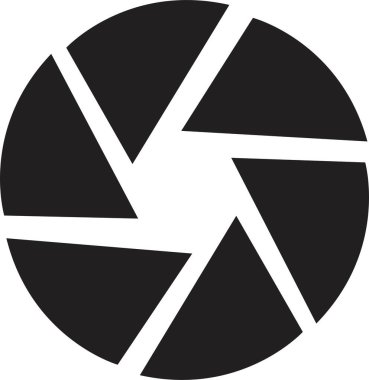 Kamera deklanşör simgeleri. Kamera merceği diyaframı. Açıklık simgesi. Siyah kamera. Kamera deklanşör tasarımı. Kamera merceği diyaframı beyaz arkaplanda izole edildi.