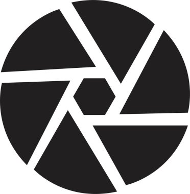 Kamera deklanşör simgeleri. Kamera merceği diyaframı. Açıklık simgesi. Siyah kamera. Kamera deklanşör tasarımı. Kamera merceği diyaframı beyaz arkaplanda izole edildi.