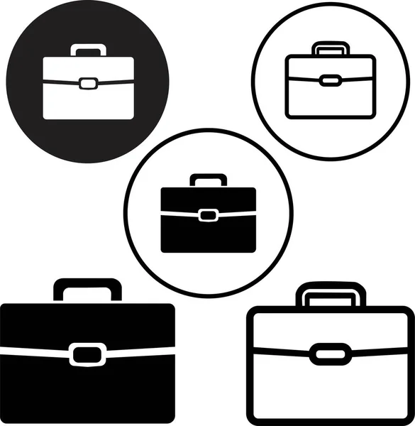 Uppsättning Portfölj Ikon Väska Portfölj Symbolsamling Platt Skylt Isolerad Vit — Stock vektor