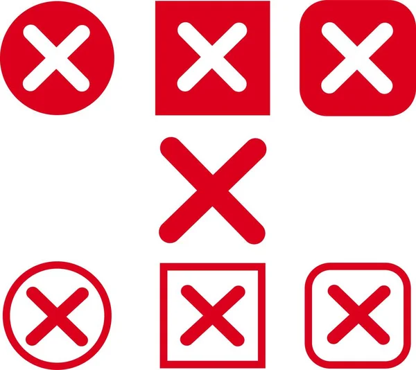 Set Red Cross Sign Icon Wrong Mark Collection Red Cross — Stock Vector