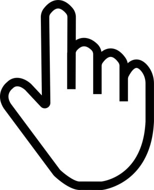 İmleçle tıkla. Tasarım simgesi beyaz arkaplanda izole edildi. Modaya uygun düz bir sembol. İşaret ve sembol. Düzenlenebilir Vuruşlu El Simgesi ve Piksel Mükemmel.