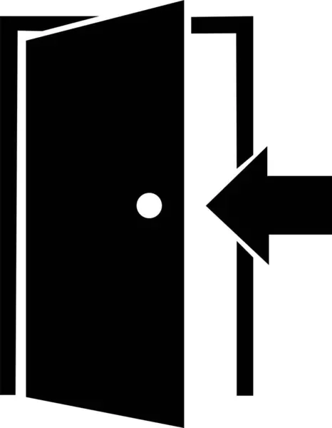Icône Porte Noire Dans Style Plat Mode Isolé Sur Fond — Image vectorielle
