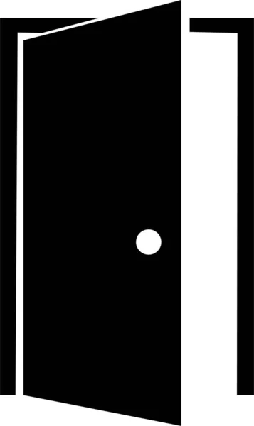 Zwarte Deur Ikoon Trendy Platte Stijl Geïsoleerd Witte Achtergrond Open — Stockvector