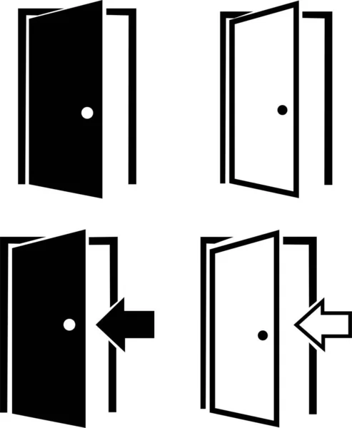 Conjunto Iconos Puerta Negro Estilo Plano Moda Aislado Sobre Fondo — Vector de stock