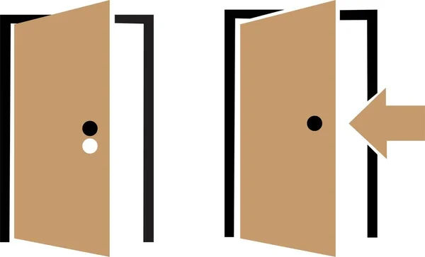 Набор Кожи Икона Дверь Модном Плоском Стиле Изолированы Белом Фоне — стоковый вектор