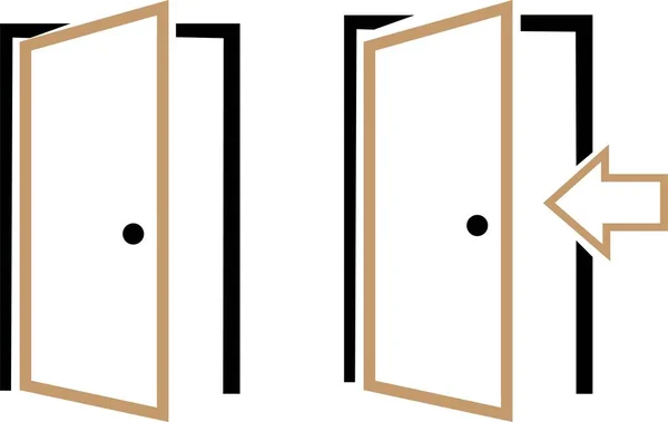 Набор Икона Двери Кожи Модном Стиле Линии Изолированы Белом Фоне — стоковый вектор
