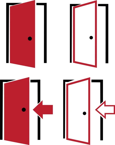 Conjunto Icono Puerta Roja Estilo Plano Moda Aislado Sobre Fondo — Vector de stock