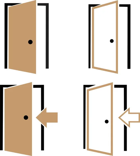 Набор Кожи Икона Дверь Модном Плоском Стиле Изолированы Белом Фоне — стоковый вектор