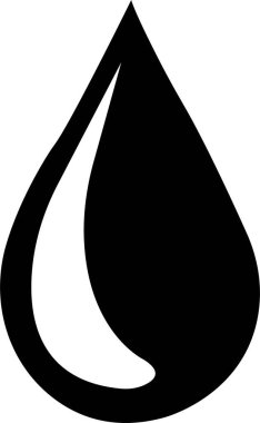 Siyah su damlası şekil simgesi. Su ya da yağmur damlaları şekil simgesi. Kan ya da yağ damlası. Tesisat logosu. Düz bir taslak. Parlak su damlaları beyaz arkaplanda izole edildi.