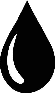 Siyah su damlası şekil simgesi. Su ya da yağmur damlaları şekil simgesi. Kan ya da yağ damlası. Tesisat logosu. Düz bir taslak. Parlak su damlaları beyaz arkaplanda izole edildi.