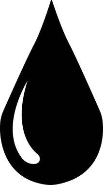Siyah su damlası şekil simgesi. Su ya da yağmur damlaları şekil simgesi. Kan ya da yağ damlası. Tesisat logosu. Düz bir taslak. Parlak su damlaları beyaz arkaplanda izole edildi.