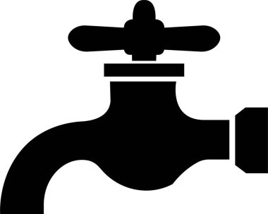 Beyaz arkaplanda musluk simgesi. Mobil konsept ve web uygulamaları tasarımı için modern temizlik sembolü. Su musluğu. Banyo musluğu sembolü düz stil.