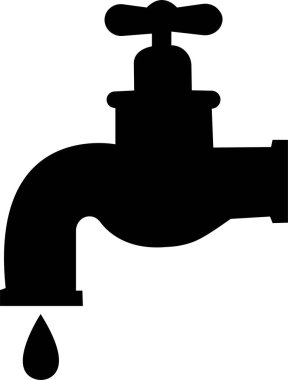 Beyaz arkaplanda musluk simgesi. Mobil konsept ve web uygulamaları tasarımı için modern temizlik sembolü. Su musluğu. Banyo musluğu sembolü düz stil.