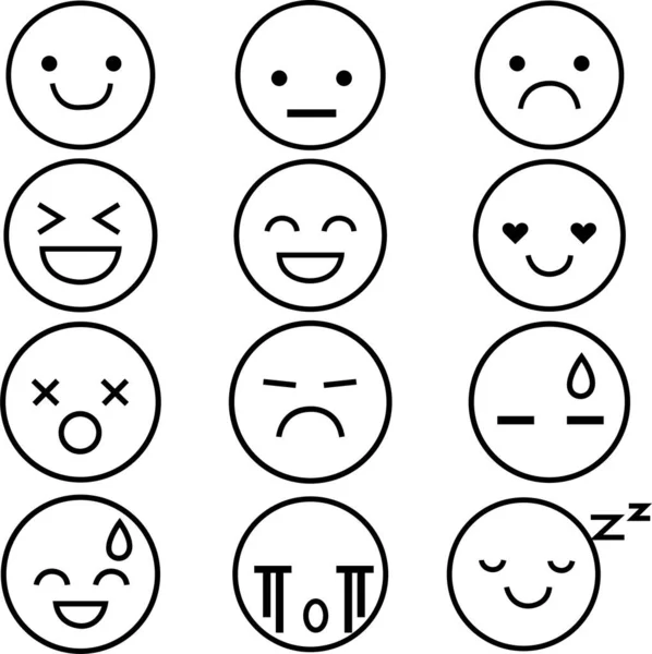 Набор Простых Значков Смайликов Оцените Эмоции Вашего Контента Обратная Связь — стоковый вектор