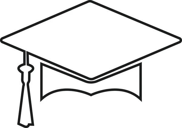 Icono Tapa Graduación Versión Línea Glifo Contorno Sombrero Estudiante Signo — Vector de stock