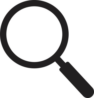 Büyüteç simgesi düz stil. Beyaz arkaplanda izole edilmiş büyüteç ya da silindir işareti, arama sembolü. Araştırma yap, ikonu bul. Lens, büyüteç, silindir işareti..